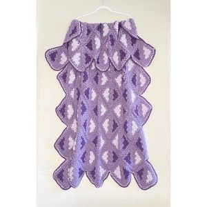 Handmade Baby Blanket Afghan Purple And Lilac Crochet Squares